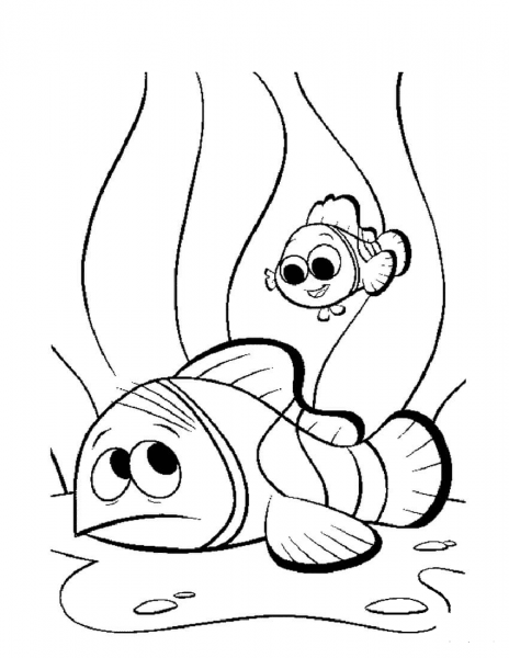 Nemo and Marlin coloring page image