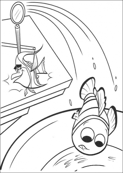 Nemo Goes Out of the Aquarium  coloring page image