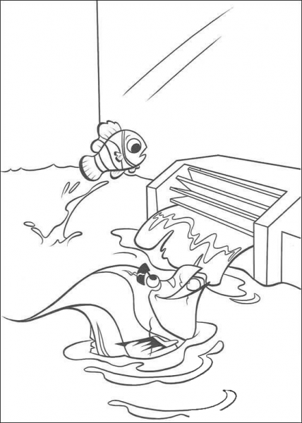 Nemo is Trying To Get Out of the water tank coloring page image