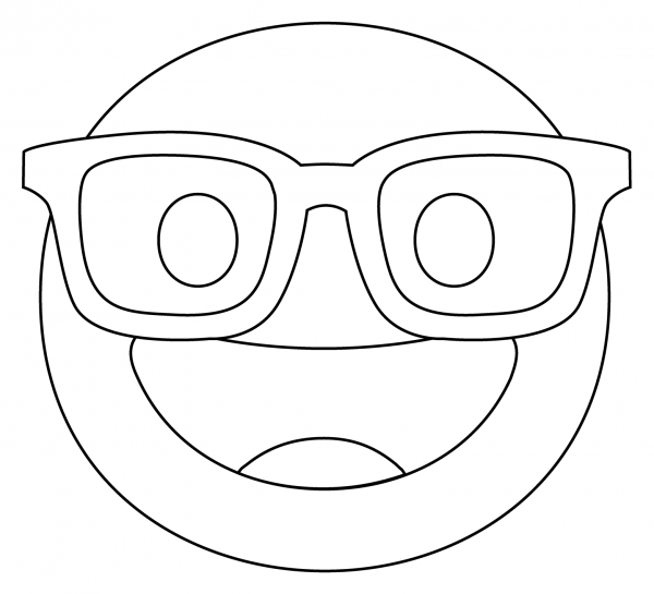 Nerd Face Emoji coloring page image