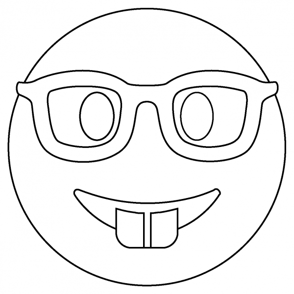 Nerd Face Emoji coloring page image