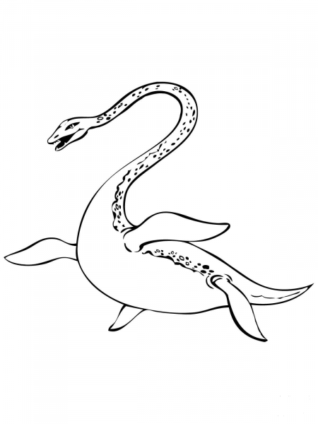 Nessie, Loch Ness Lake Monster coloring page image
