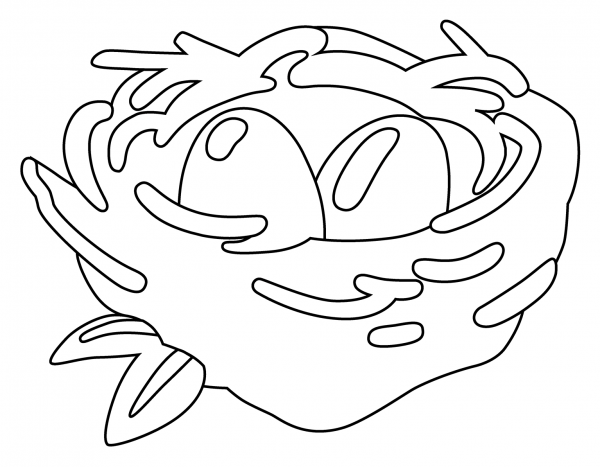 Nest with Eggs Emoji coloring page image