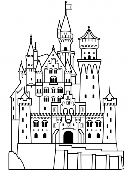 Neuschwanstein Castle coloring page image