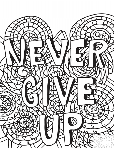 Never Give Up coloring page image