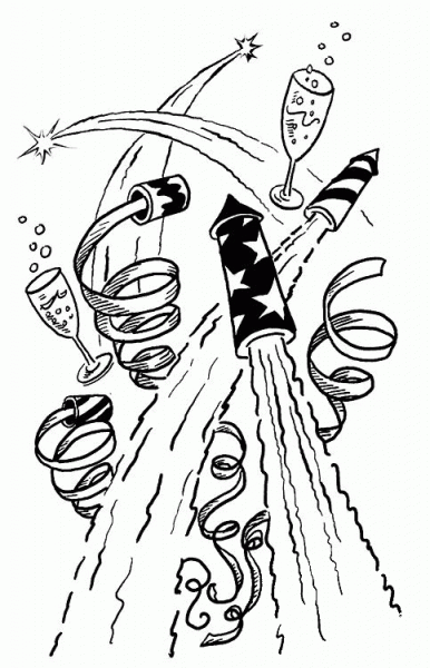 New Year confetti  coloring page image