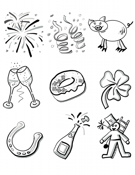 New Year’s Eve coloring page image
