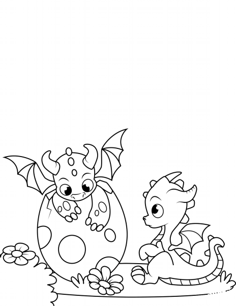 Newly-Hatched Dragons coloring page image