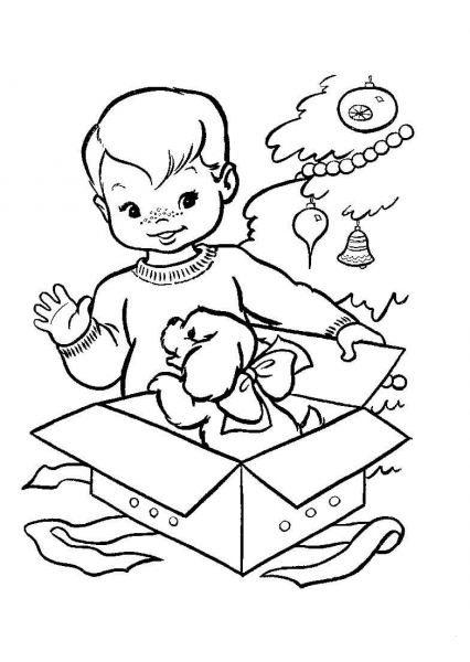 Nice Christmas gift for a little boy coloring page image