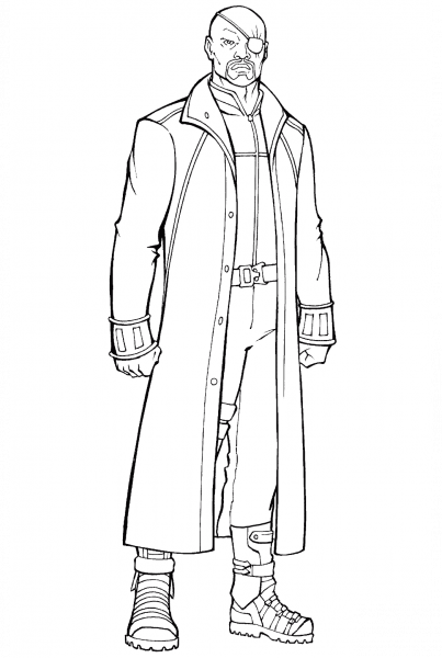 Nick Fury, Director of the S. H. I. E. D.  Agency coloring page image