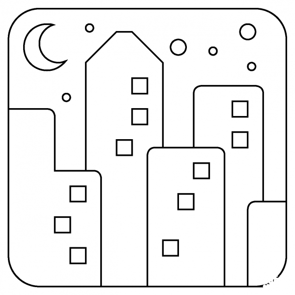 Night with Stars Emoji coloring page image