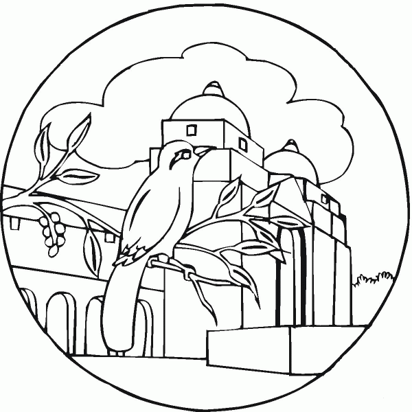 Nightingale on the Tree  coloring page image