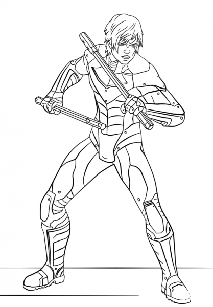 Nightwing from Arkham City coloring page image