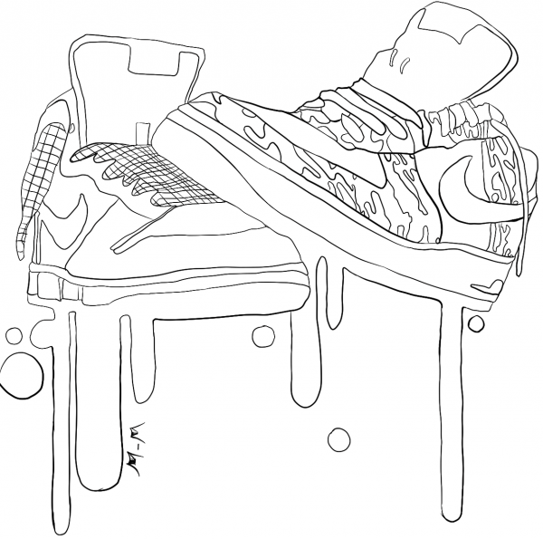 Nike Sneakers coloring page image