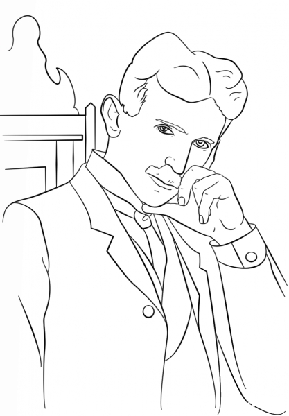 Nikola Tesla coloring page image