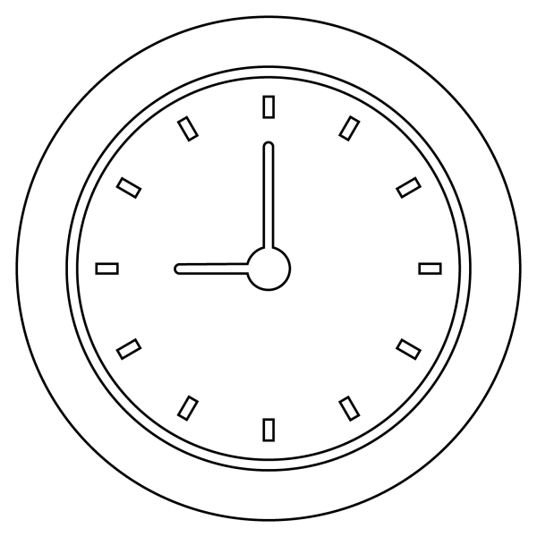 Nine O’clock Emoji coloring page image