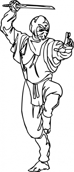 Ninja Combat Pose coloring page image