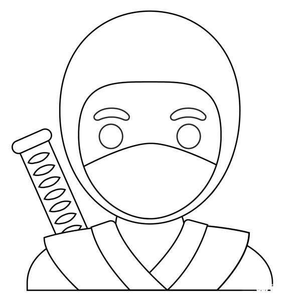 Ninja Emoji coloring page image