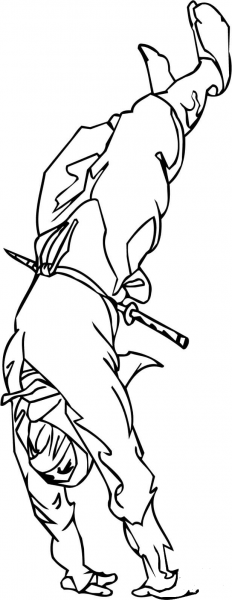 Ninja on His Hands coloring page image