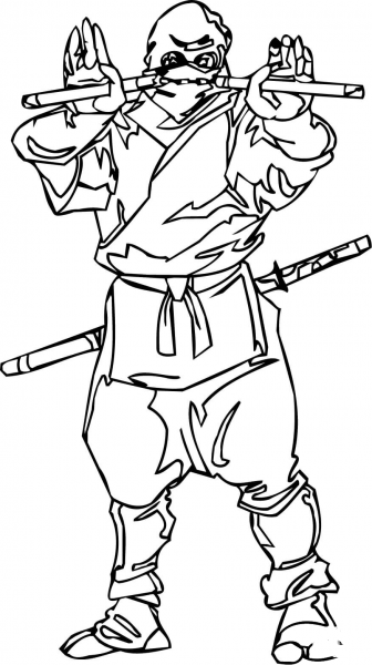Ninja with the Nunchaku coloring page image
