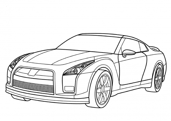 Nissan GT-R  coloring page image