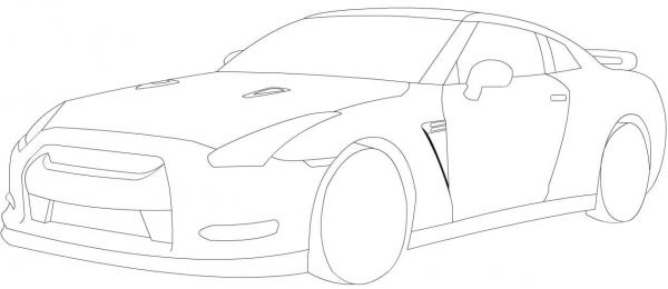 Nissan GTR coloring page image