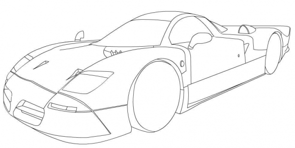 Nissan R390 coloring page image