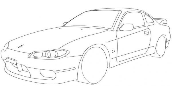 Nissan Silvia S15 coloring page image