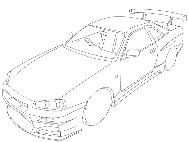 Nissan Skyline R34 coloring page - ColouringPages