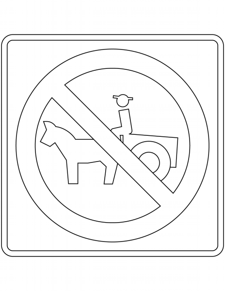“No Animal Powered Vehicles” Sign in Mexico coloring page image