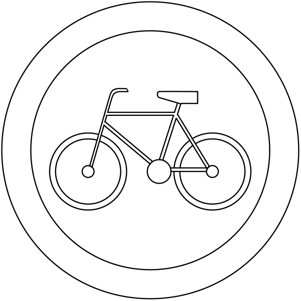 No Bicycles B-9 coloring page image