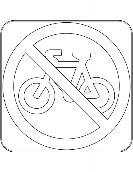 “No Bicycles” Sign in Australia coloring page image