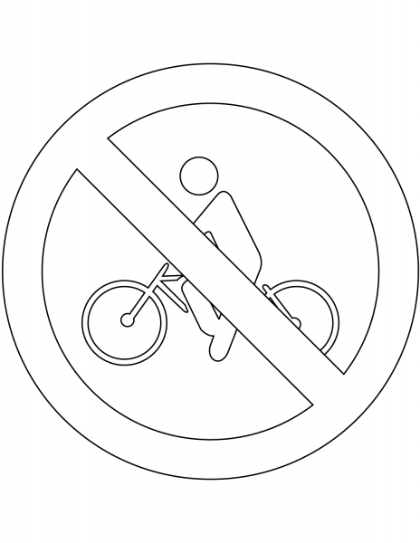 “No Bicycles” Sign in Brazil coloring page image