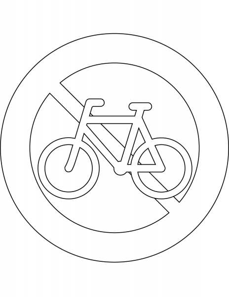 “No Bicycles” Sign in Denmark coloring page image
