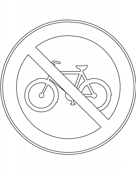 “No Bicycles” Sign in Finland coloring page image