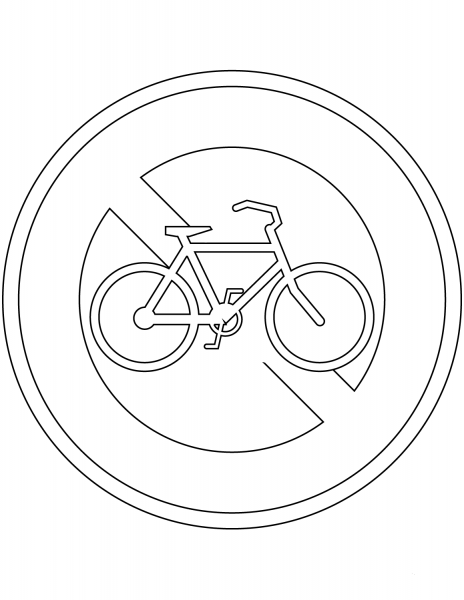 “No Bicycles” Sign in Japan coloring page image