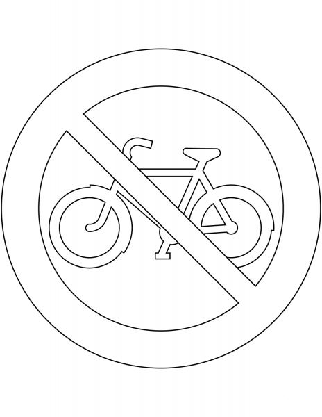 “No Bicycles” Sign in Sweden coloring page image