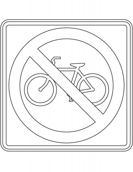 “No Bicycles” Sign in the USA coloring page image