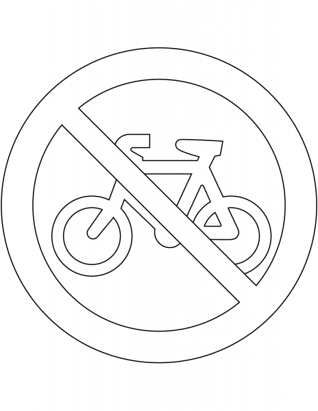“No Cyclists” Sign in New Zealand coloring page image