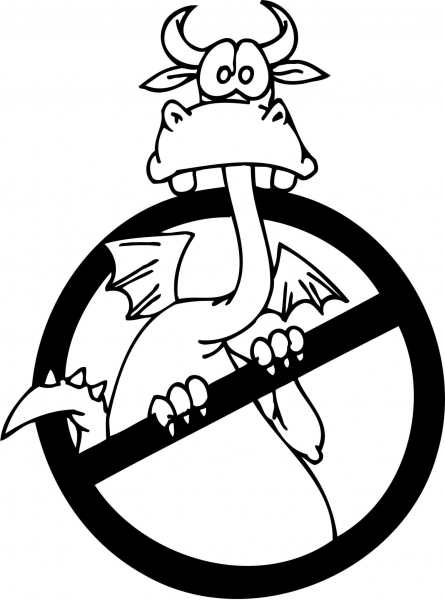 No Dragons Sign coloring page image