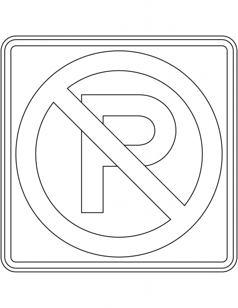 “No Parking” Sign in the USA coloring page image