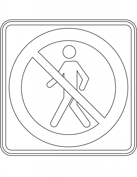 “No Pedestrian Crossing” Sign in Quebec coloring page image