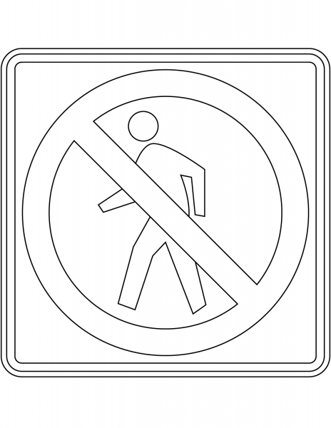“No Pedestrian Crossing” Sign in the USA coloring page image