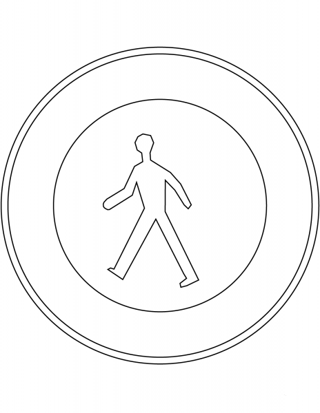 “No Pedestrians” Sign in France coloring page image