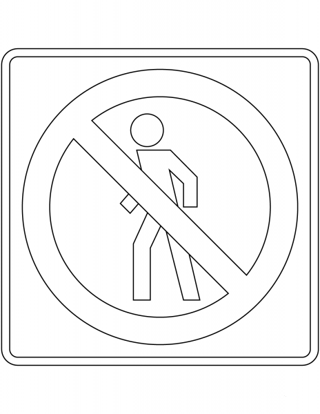 “No Pedestrians” Sign in Mexico coloring page image