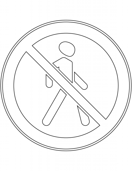 “No Pedestrians” Sign in Russia coloring page image