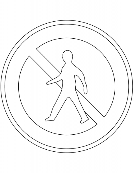 “No Pedestrians” Sign in South Korea coloring page image