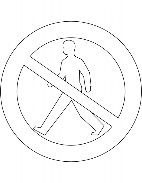 “No Pedestrians” Sign in Sweden coloring page image