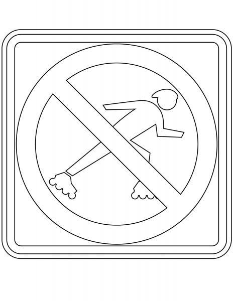 “No Rollerblading” Sign in the USA coloring page image