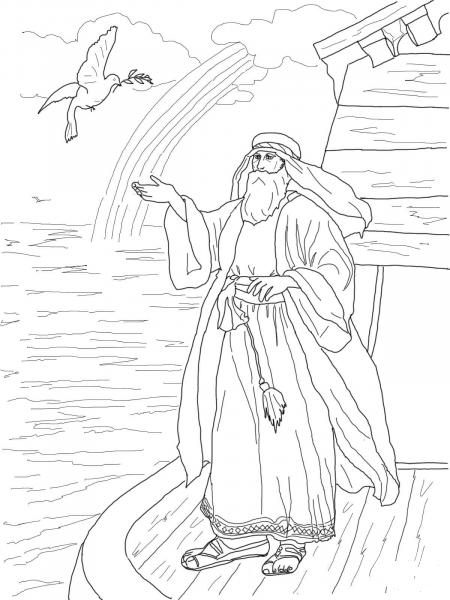 Noah’s Dove Returns with the Olive Leaf coloring page image